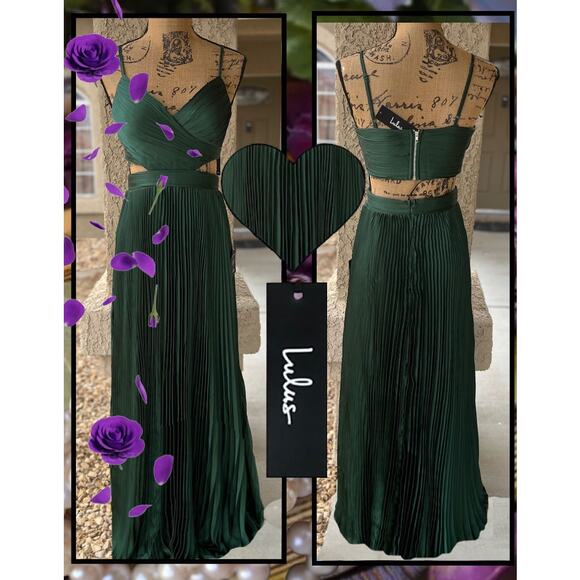 Lulus Pleated Cutout Green Got the Glam Maxi Dress Size XS - Picture 6 of 11